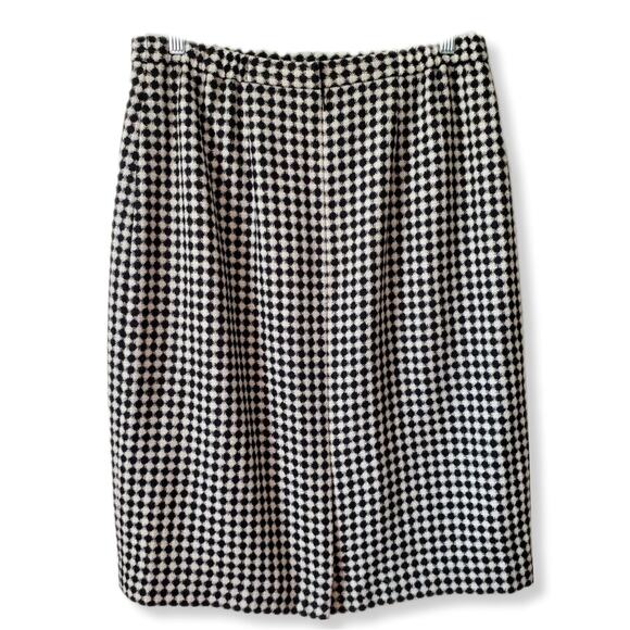 Talbots 90s Black Ivory Wool Tweed Pencil Skirt 12 Preppy Retro Classy Career - Picture 3 of 15